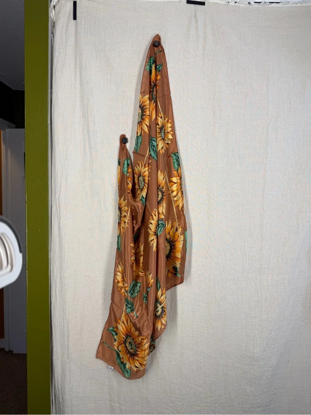 Vintage 100% Silk Sunflower Scarf Made in Japan 30” Square